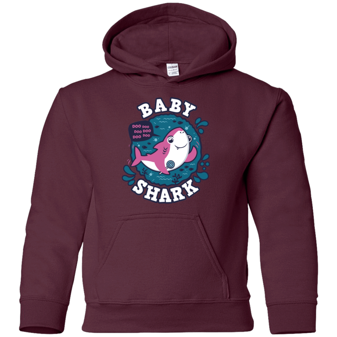 Sweatshirts Maroon / YS Shark Family trazo - Baby Girl Youth Hoodie