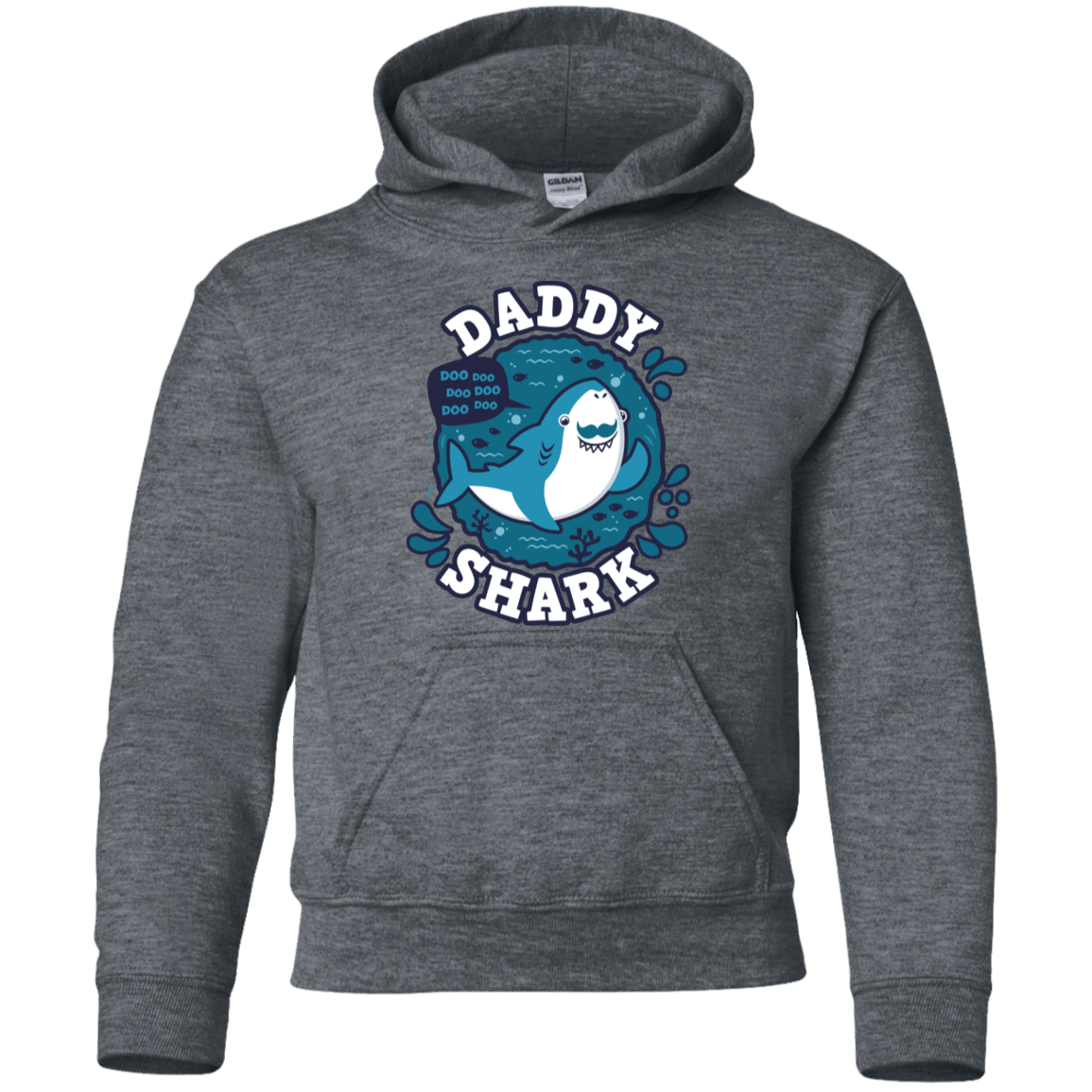 Sweatshirts Dark Heather / YS Shark Family trazo - Daddy Youth Hoodie