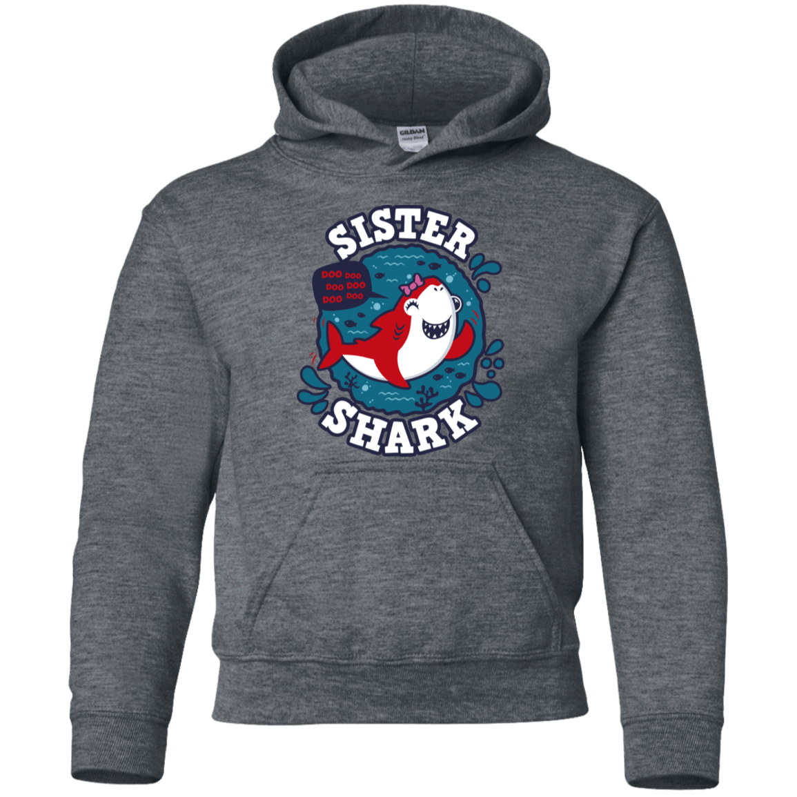 Sweatshirts Dark Heather / YS Shark Family trazo - Sister Youth Hoodie
