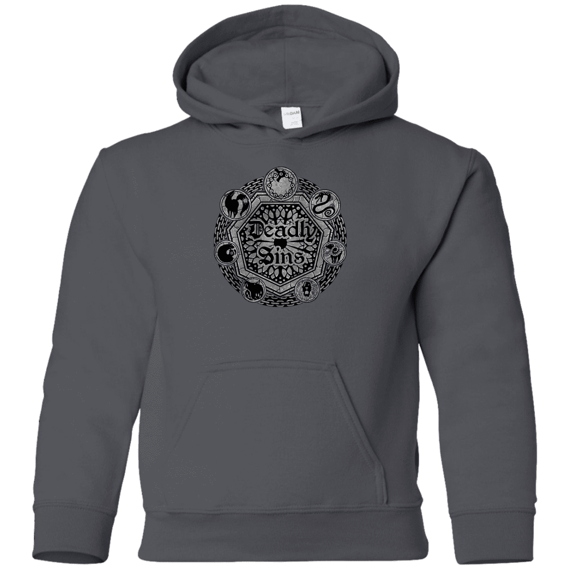 Sweatshirts Charcoal / YS Sins Shield Youth Hoodie