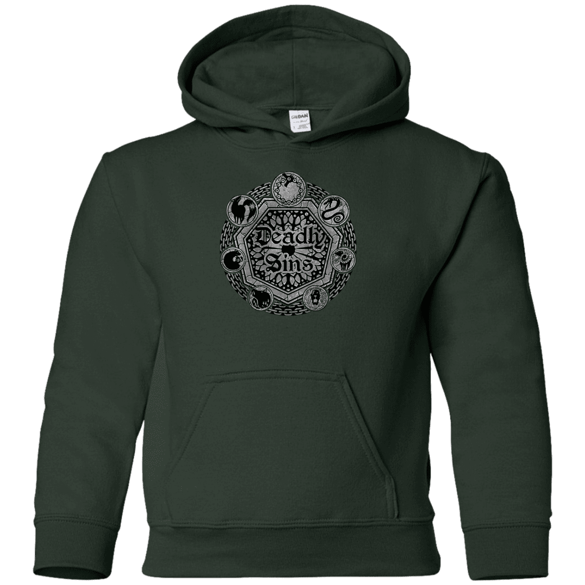 Sweatshirts Forest Green / YS Sins Shield Youth Hoodie