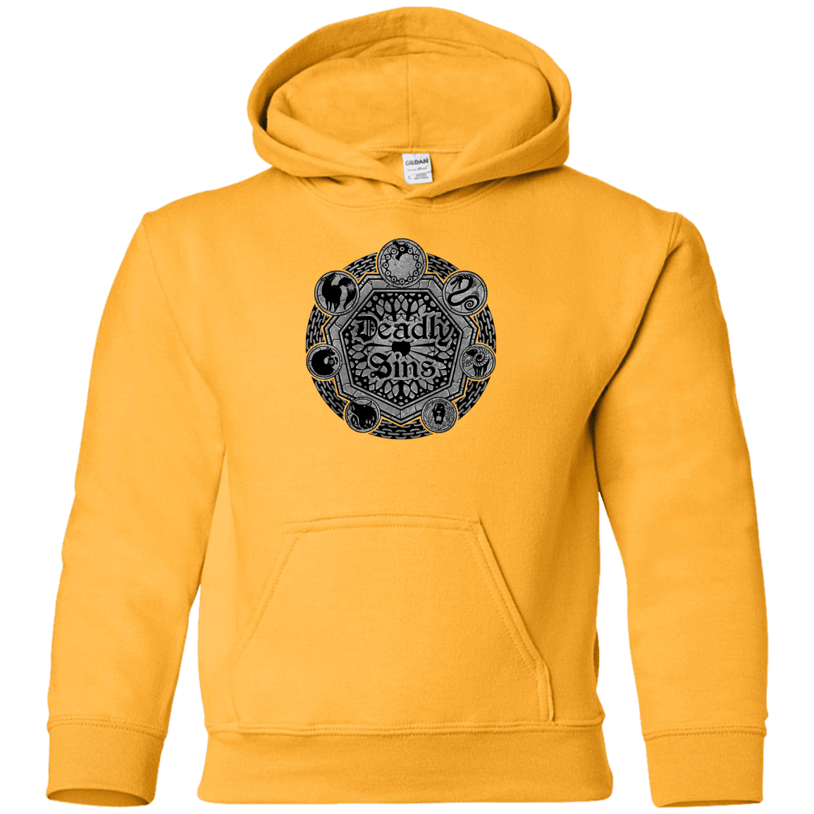 Sweatshirts Gold / YS Sins Shield Youth Hoodie