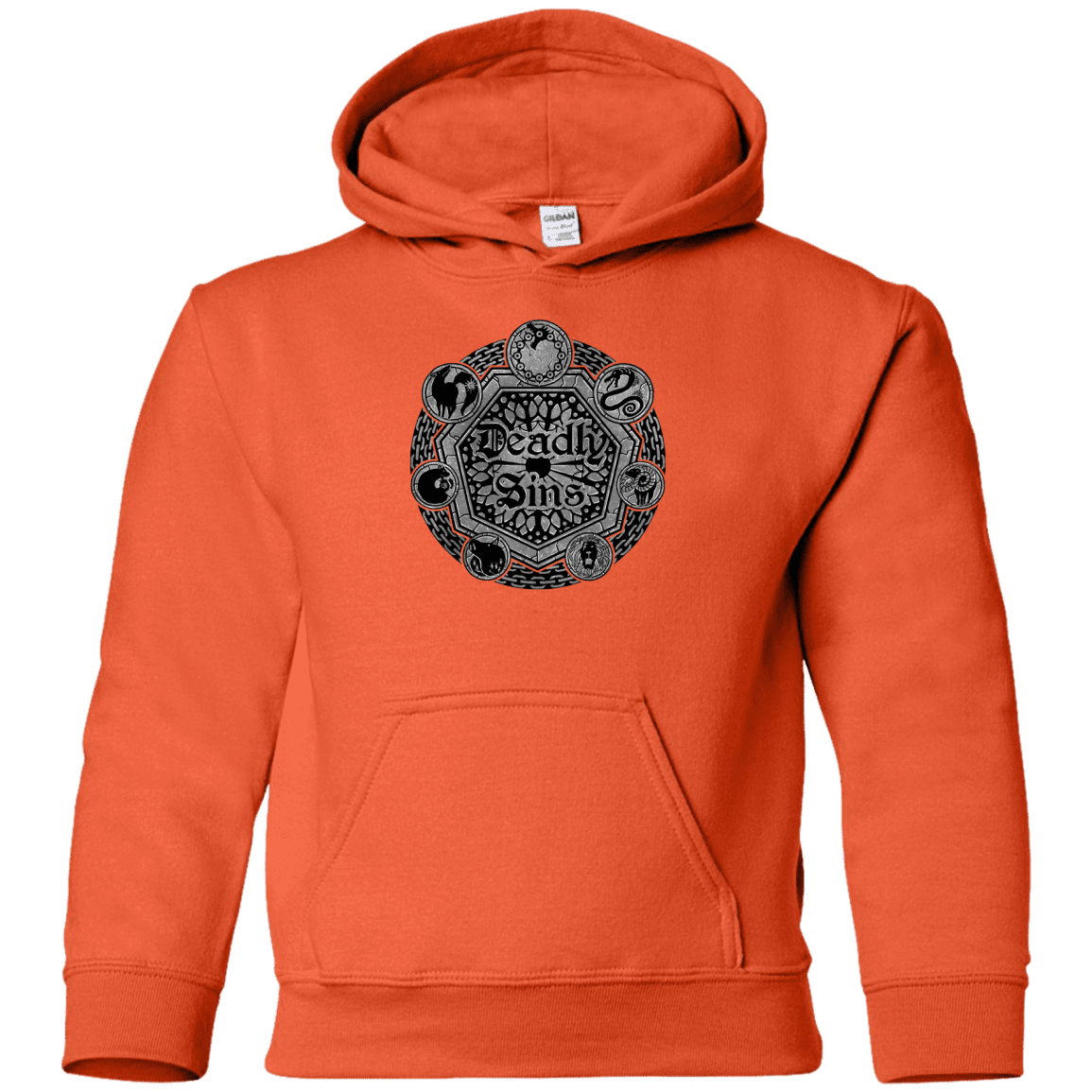 Sweatshirts Orange / YS Sins Shield Youth Hoodie