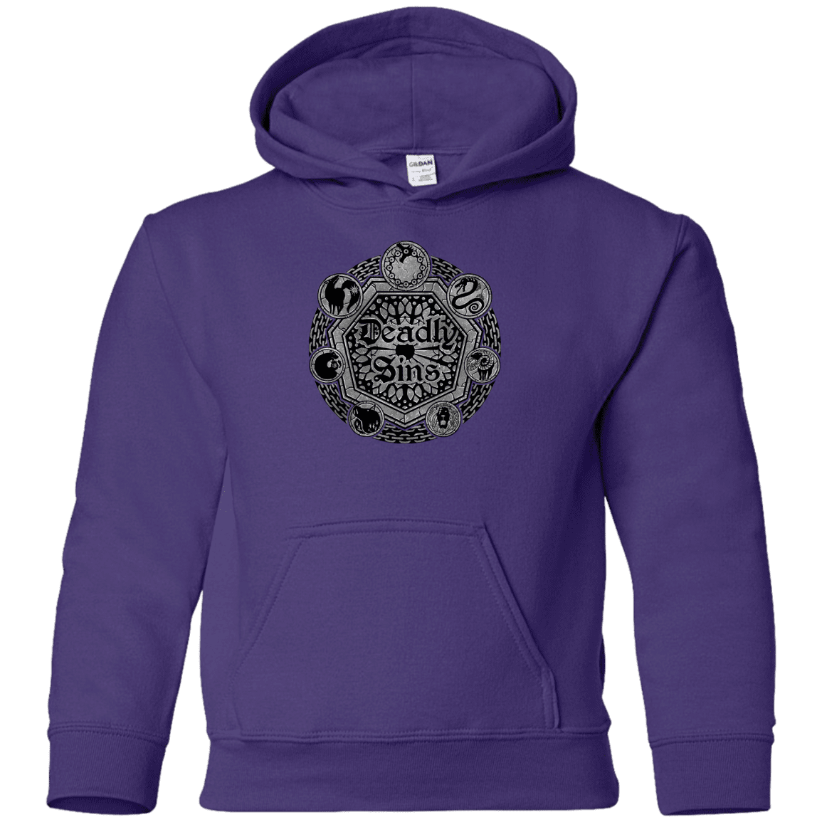Sweatshirts Purple / YS Sins Shield Youth Hoodie