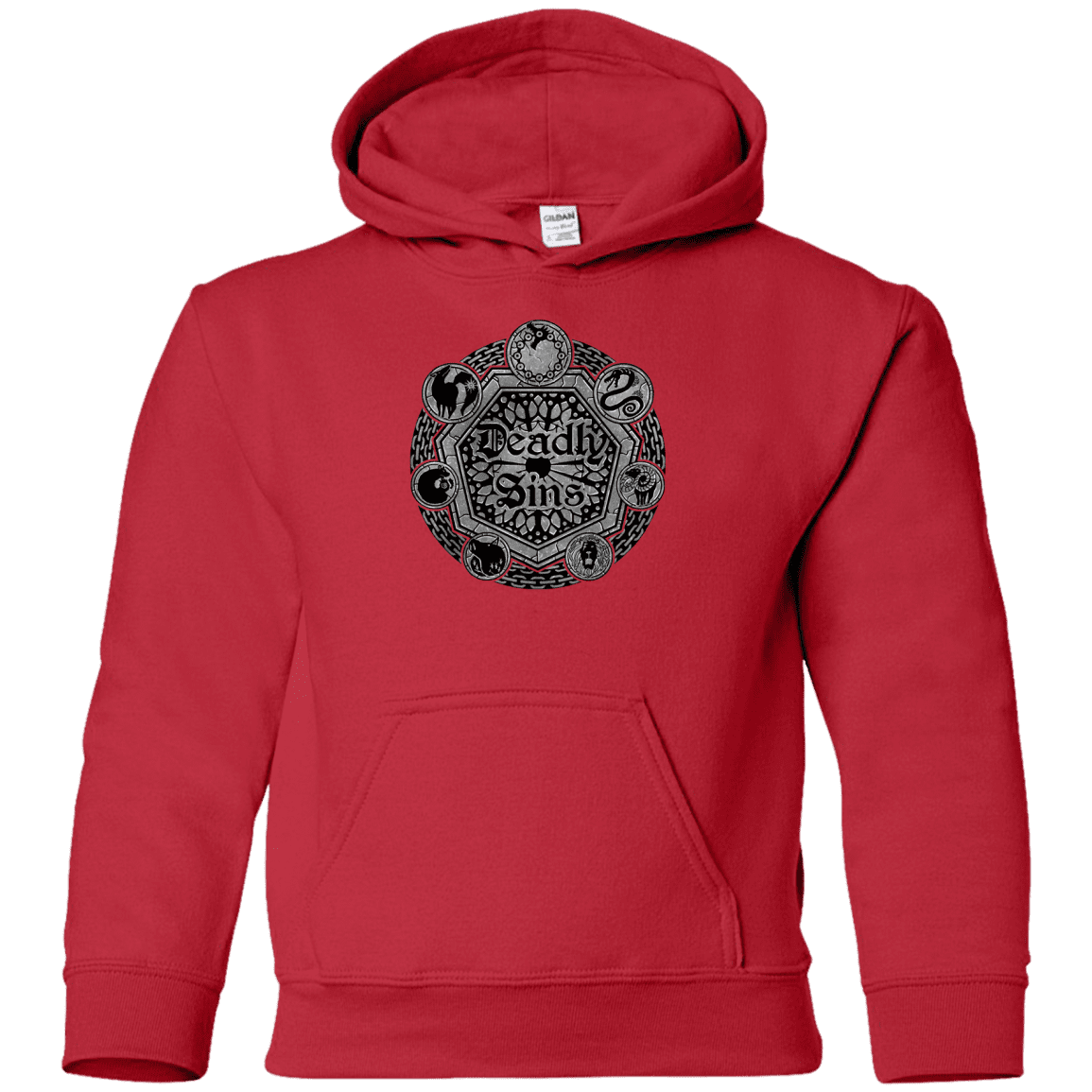 Sweatshirts Red / YS Sins Shield Youth Hoodie
