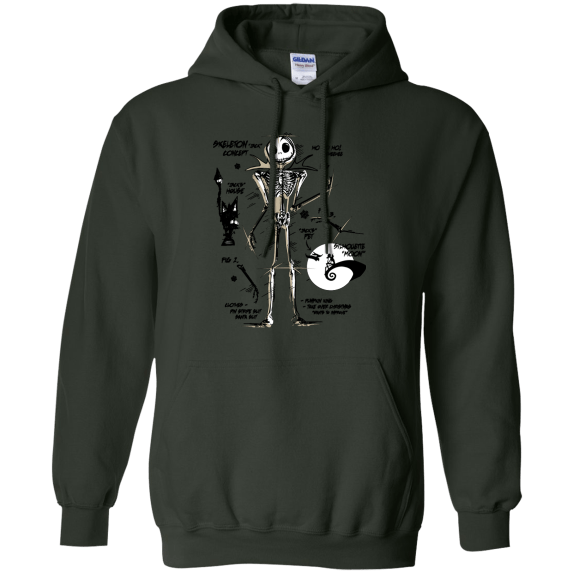 Sweatshirts Forest Green / Small Skeleton Concept Pullover Hoodie