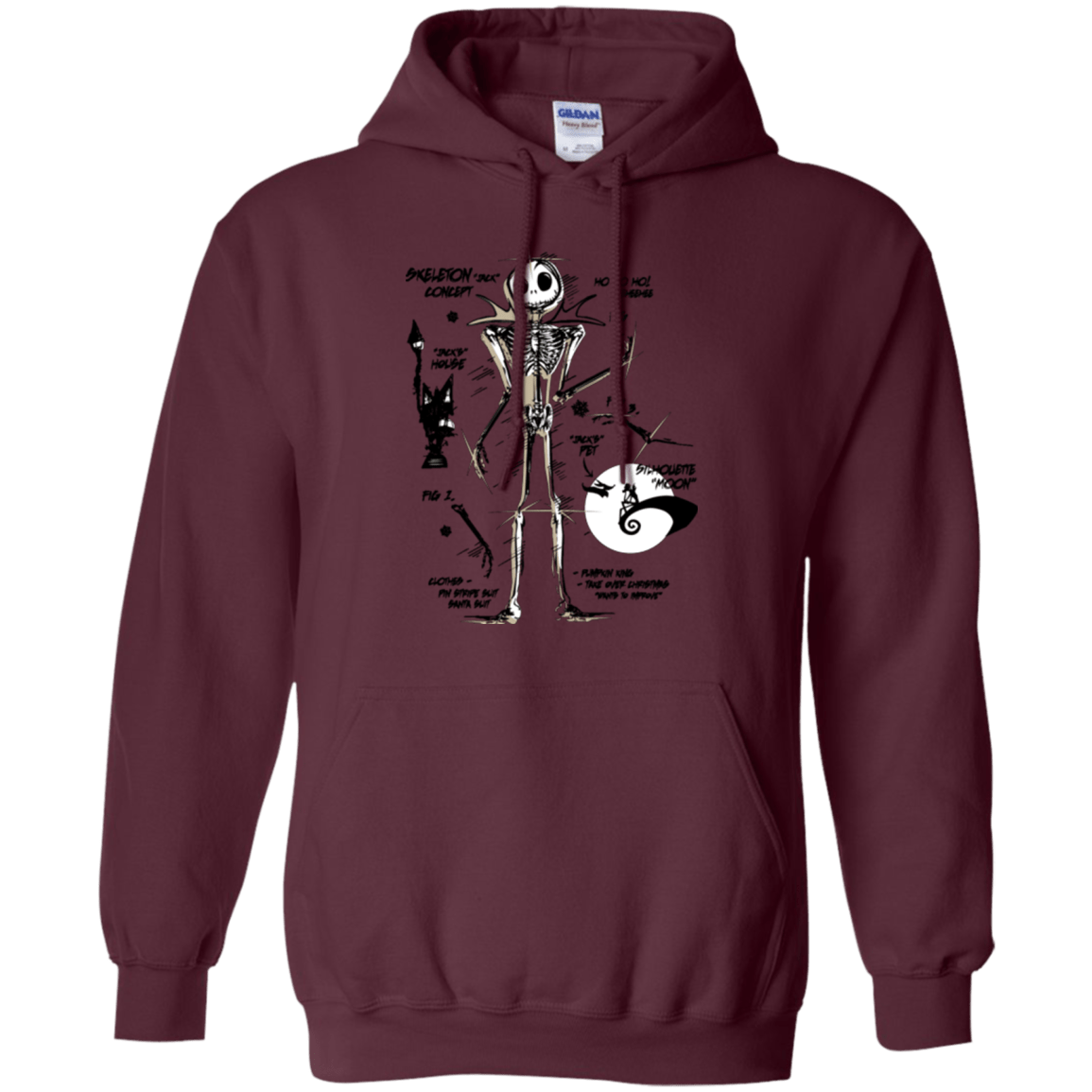 Sweatshirts Maroon / Small Skeleton Concept Pullover Hoodie