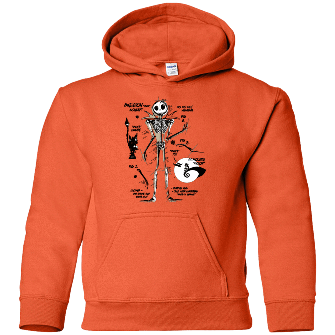 Sweatshirts Orange / YS Skeleton Concept Youth Hoodie