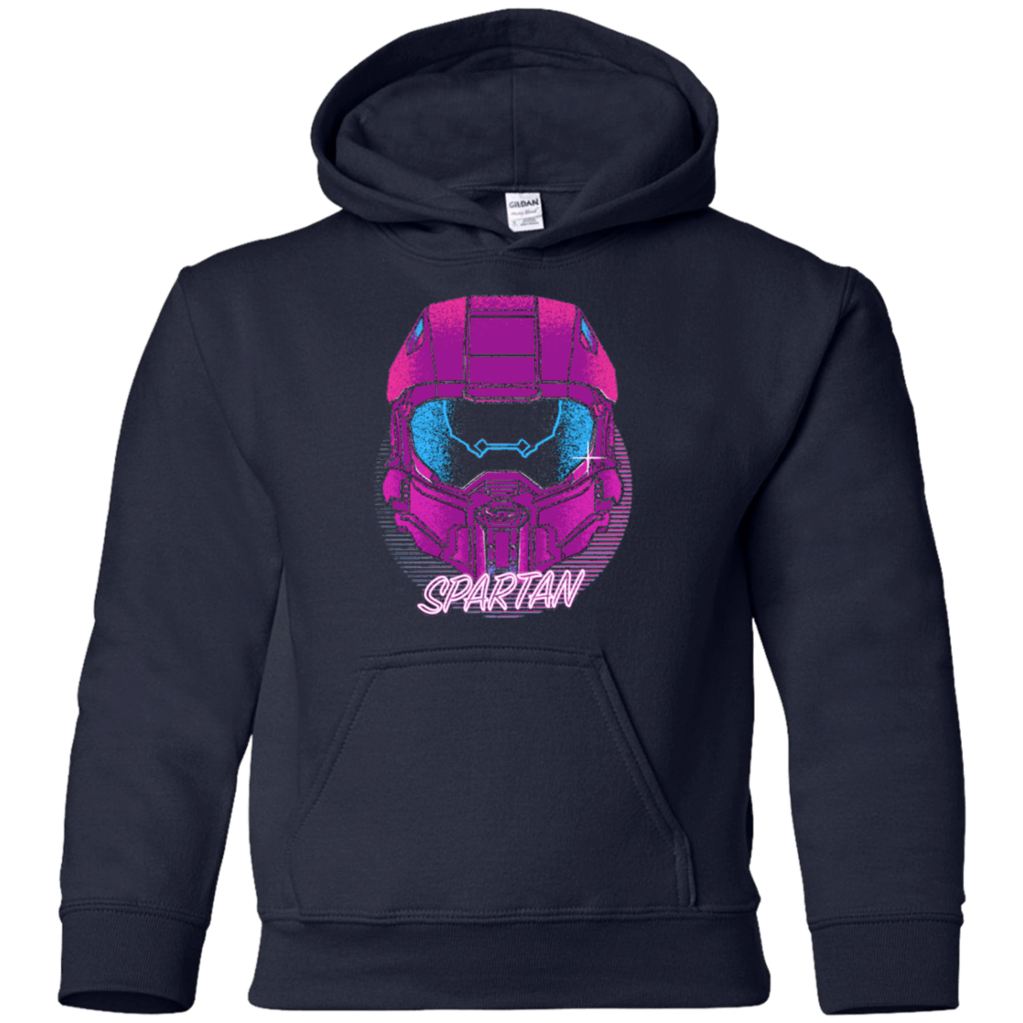 Sweatshirts Navy / YS Spartan Helmet 80's Youth Hoodie