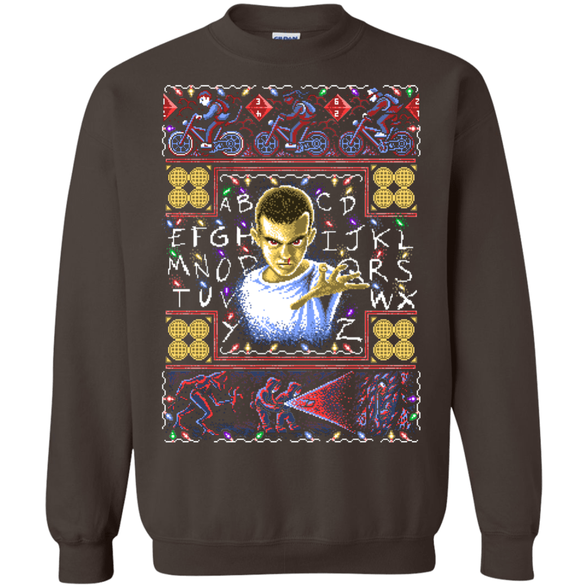 Sweatshirts Dark Chocolate / Small Stranger Things ugly sweater Crewneck Sweatshirt
