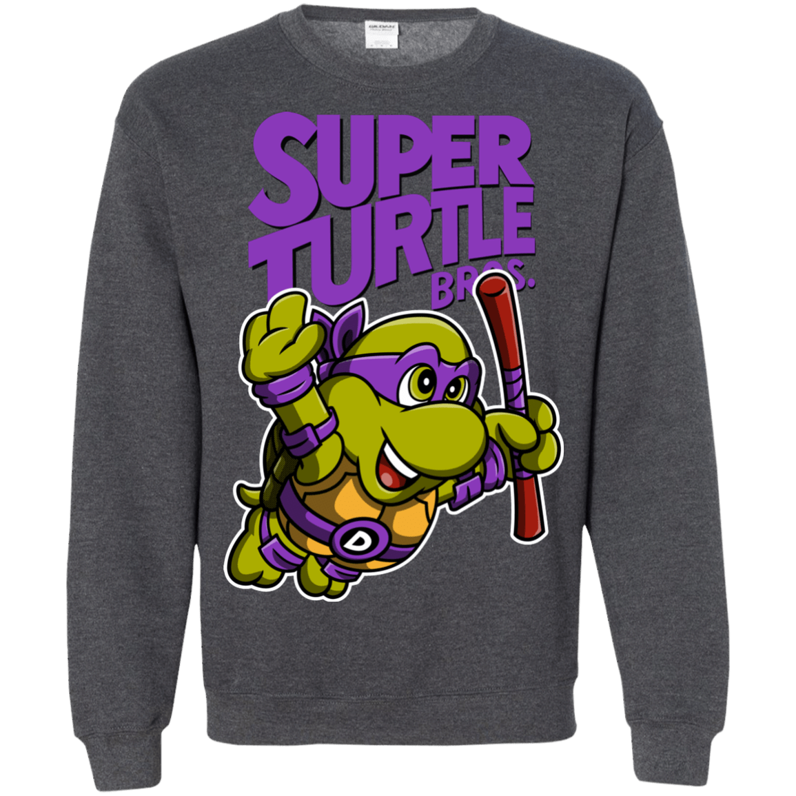 Sweatshirts Dark Heather / Small Super Turtle Bros Donnie Crewneck Sweatshirt