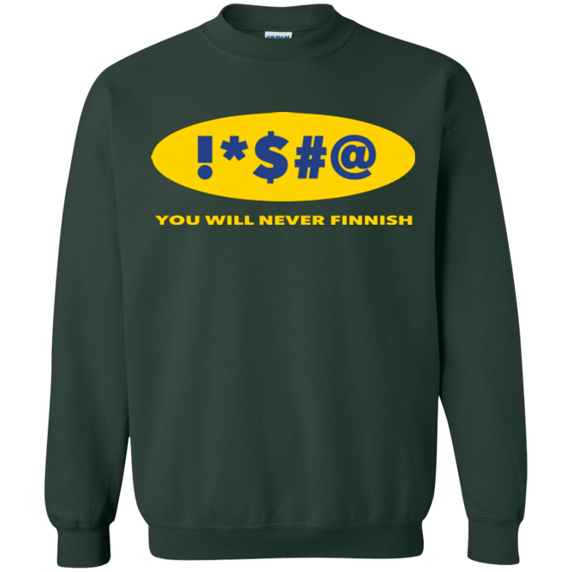 Sweatshirts Forest Green / Small Swearing Never Finnish Crewneck Sweatshirt