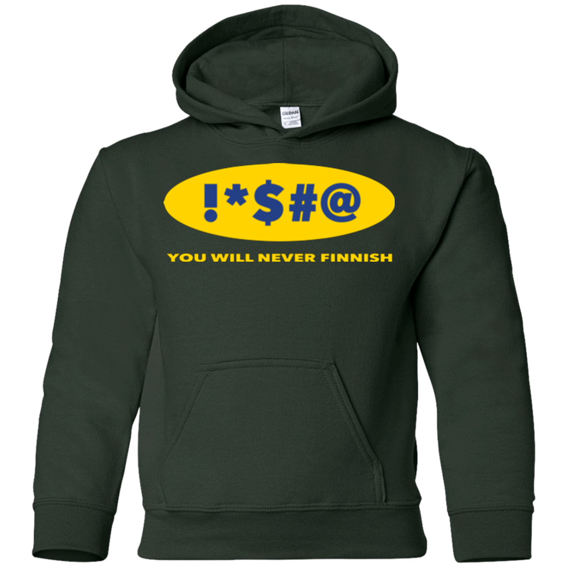 Sweatshirts Forest Green / YS Swearing Never Finnish Youth Hoodie
