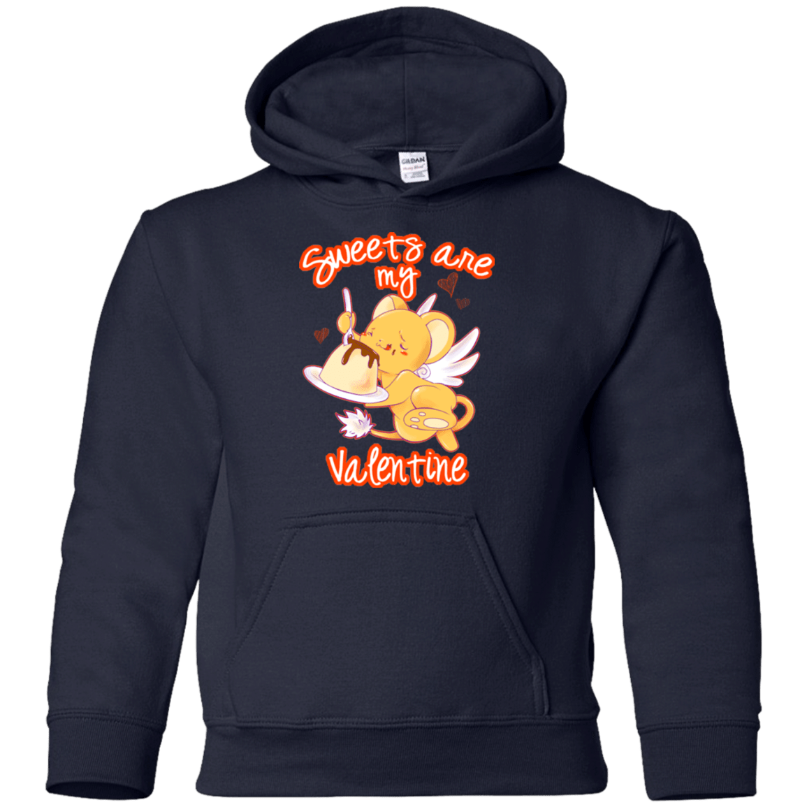 Sweatshirts Navy / YS Sweets are my Valentine Youth Hoodie
