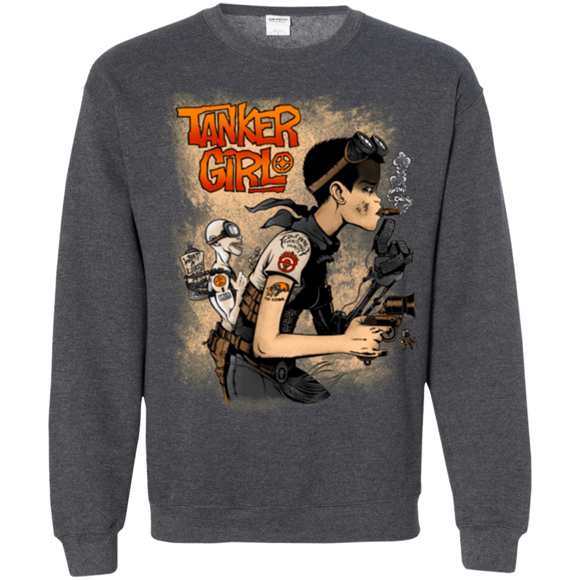Sweatshirts Dark Heather / Small Tanker Girl Crewneck Sweatshirt