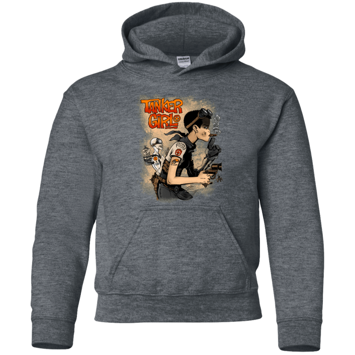 Sweatshirts Dark Heather / YS Tanker Girl Youth Hoodie
