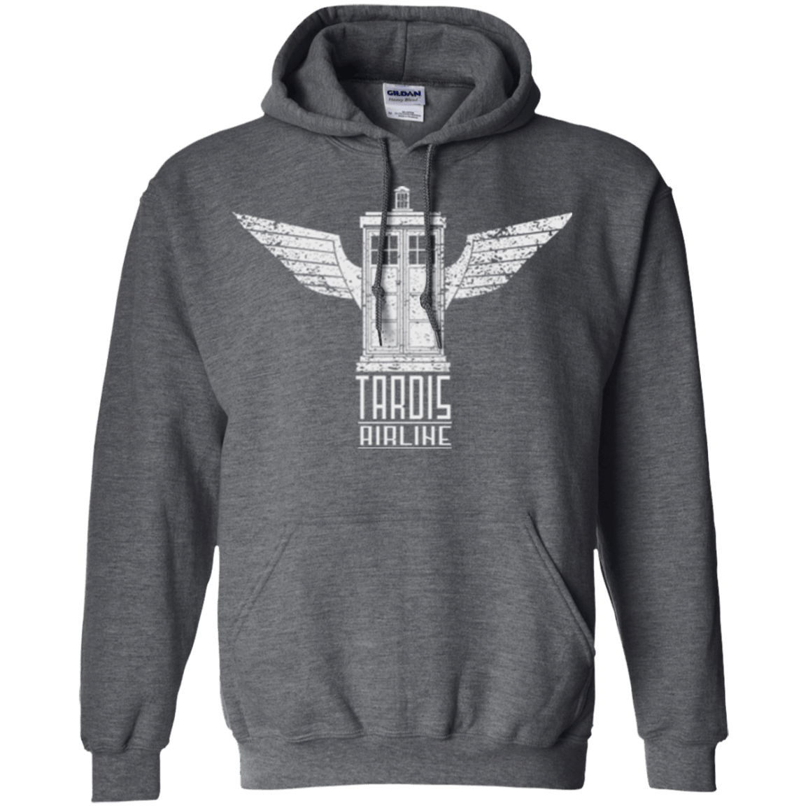 Sweatshirts Dark Heather / Small Tardis Airline Pullover Hoodie