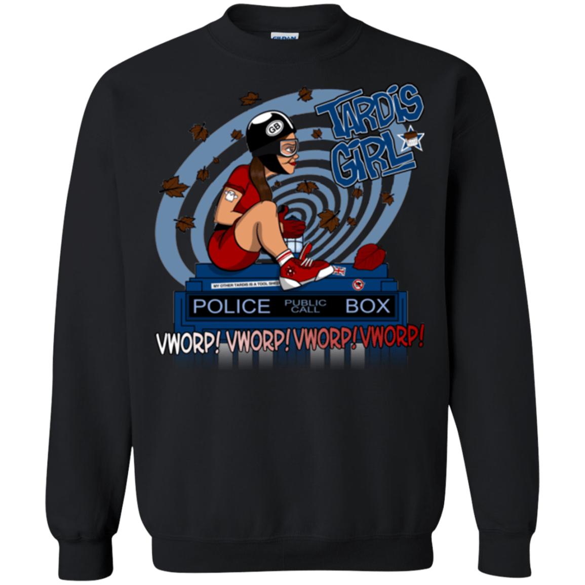 Sweatshirts Black / Small Tardis Girl Crewneck Sweatshirt