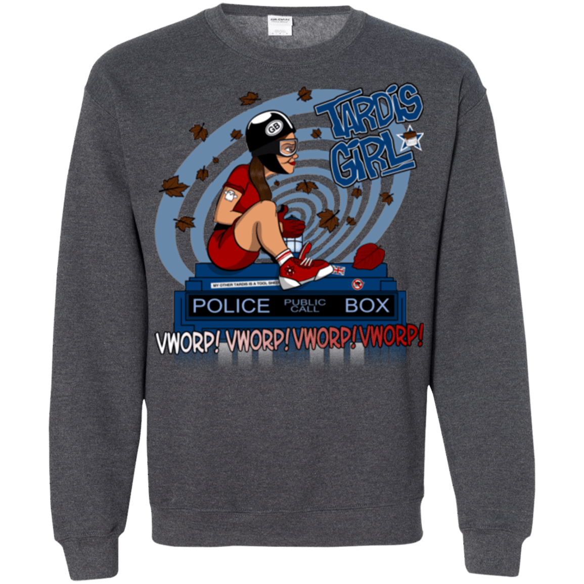 Sweatshirts Dark Heather / Small Tardis Girl Crewneck Sweatshirt