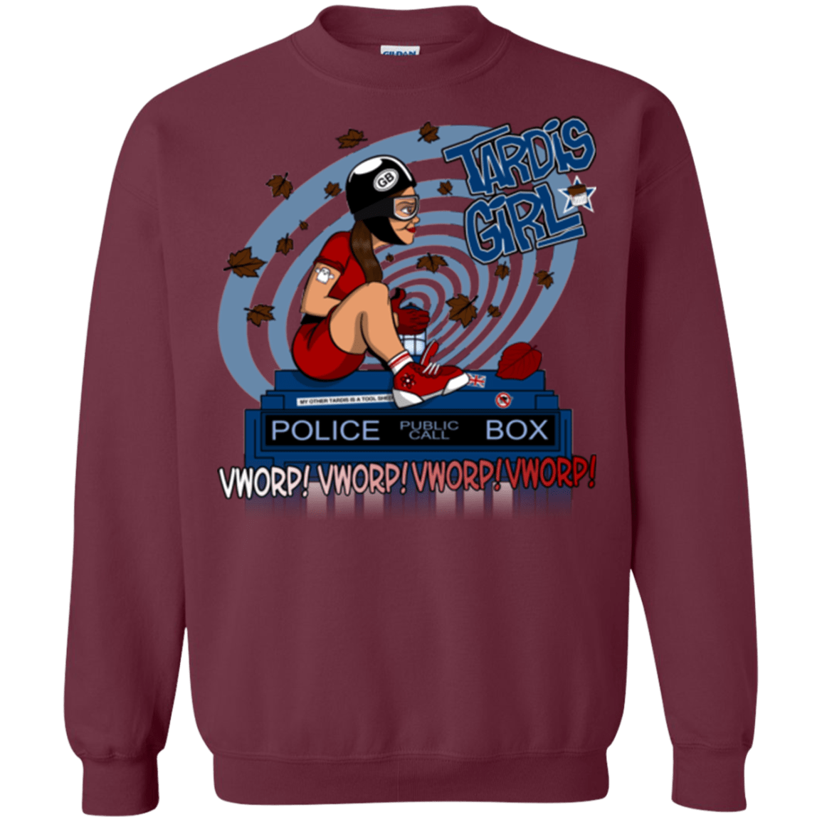 Sweatshirts Maroon / Small Tardis Girl Crewneck Sweatshirt