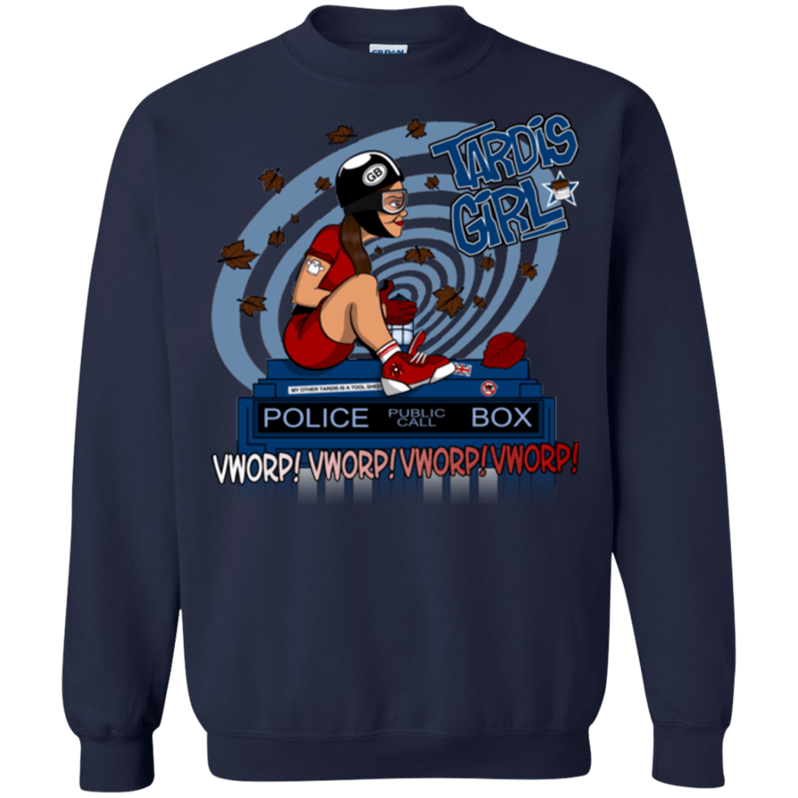 Sweatshirts Navy / Small Tardis Girl Crewneck Sweatshirt