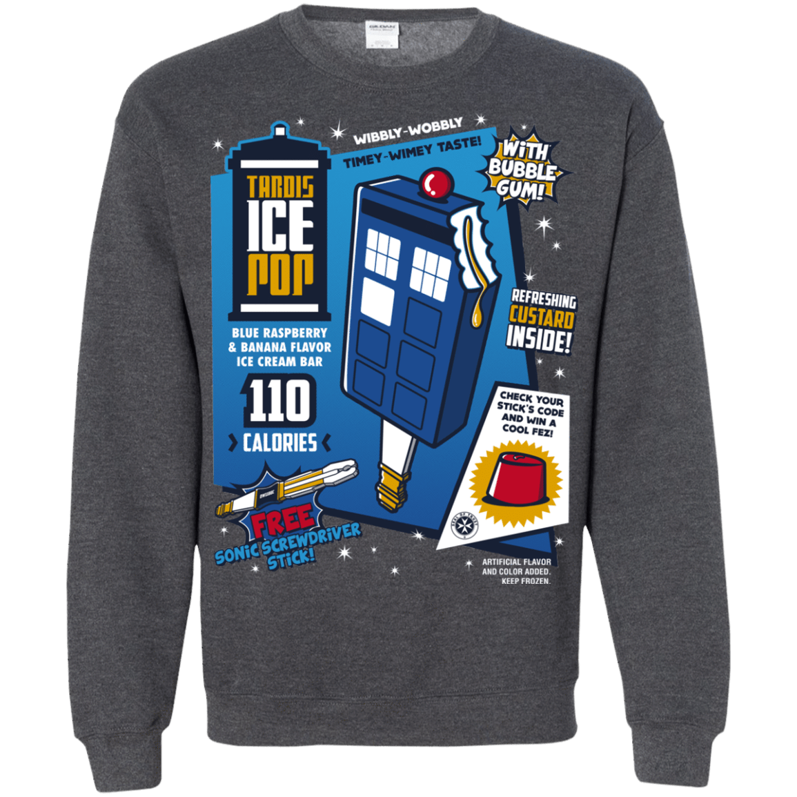 Sweatshirts Dark Heather / S Tardis Ice Pop Crewneck Sweatshirt