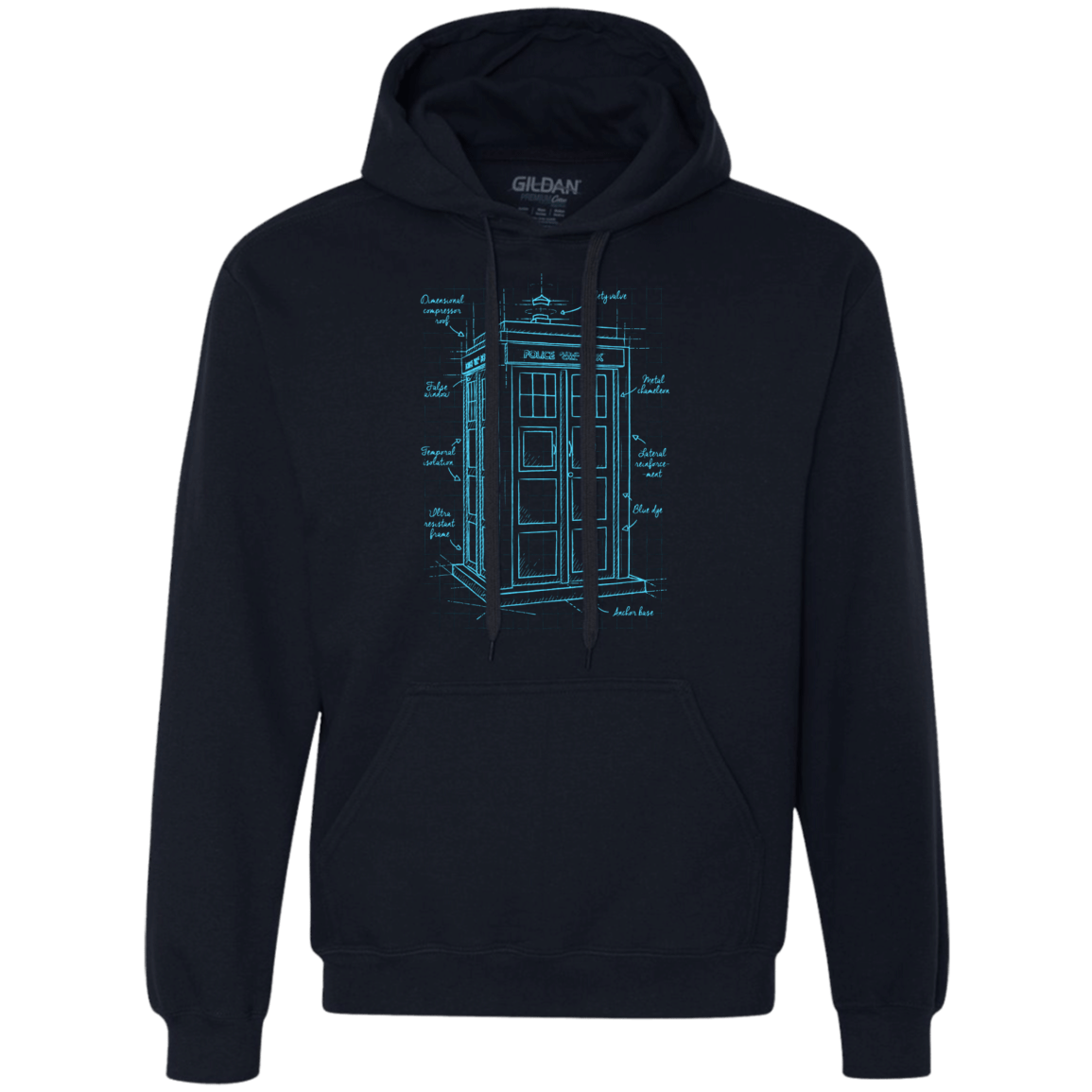 Sweatshirts Navy / S Tardis Plan Premium Fleece Hoodie