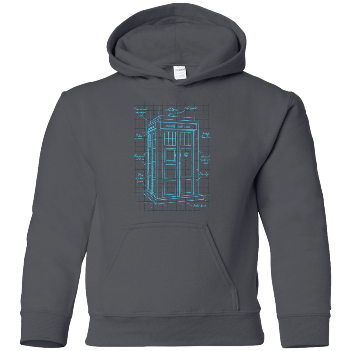 Sweatshirts Charcoal / YS Tardis Plan Youth Hoodie