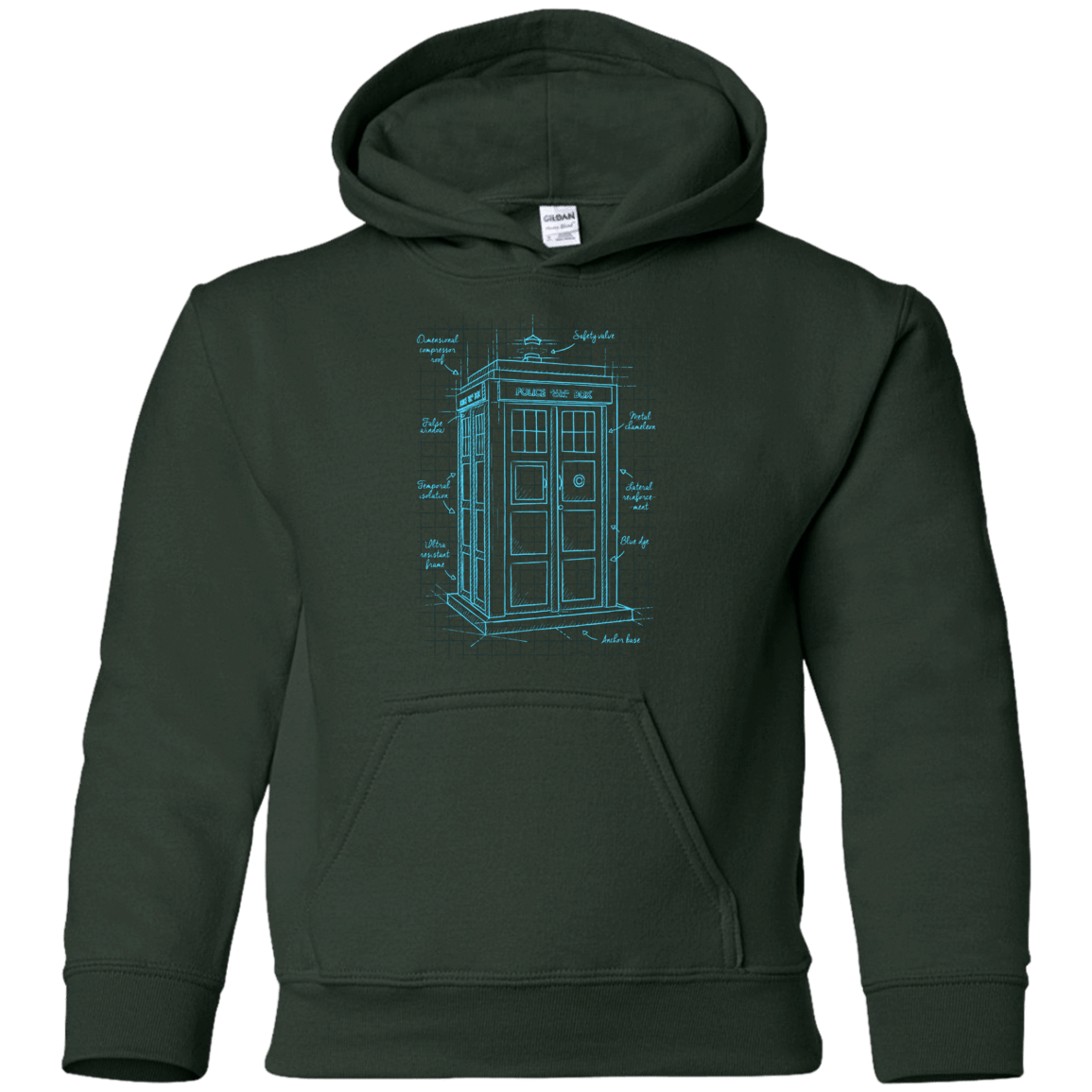 Sweatshirts Forest Green / YS Tardis Plan Youth Hoodie