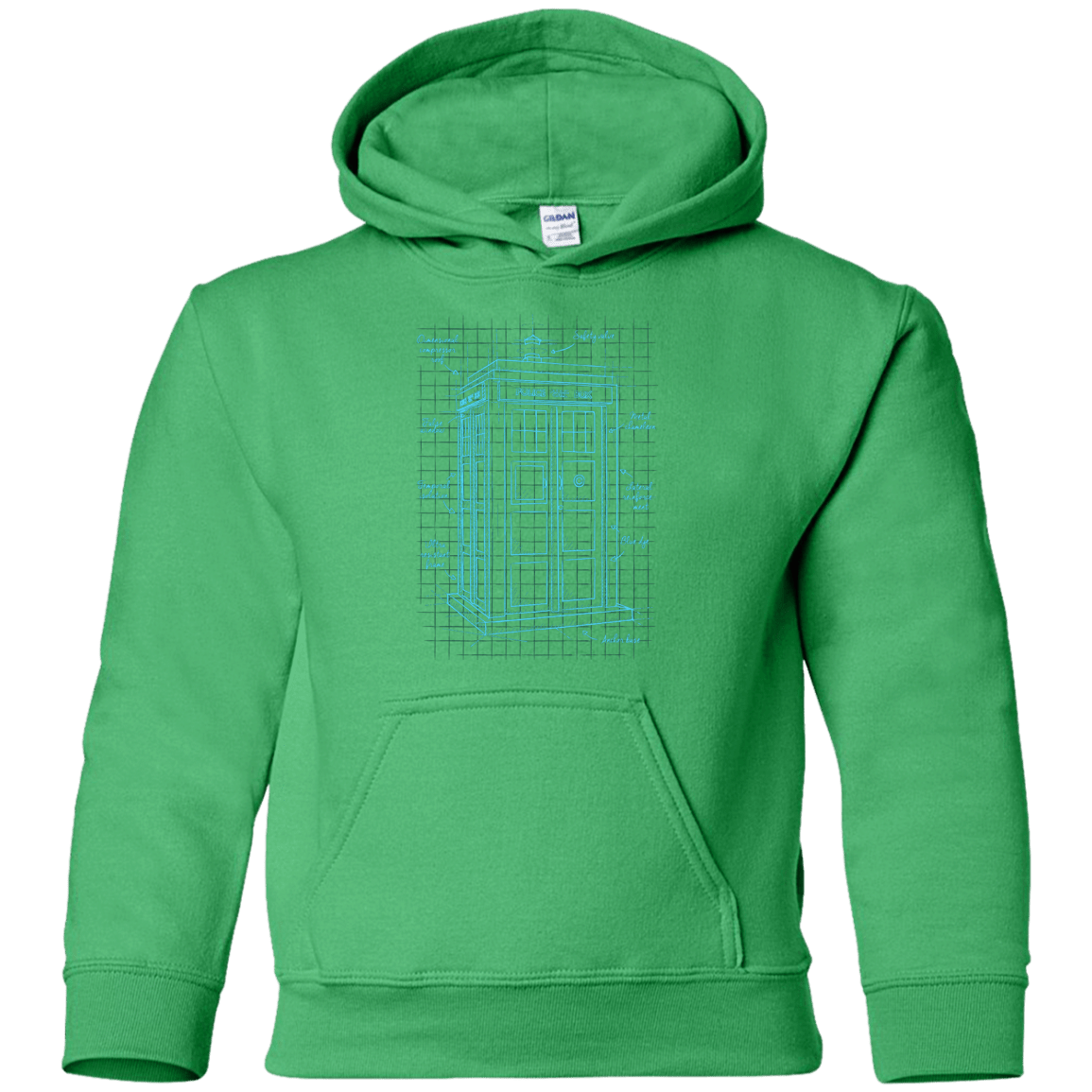 Sweatshirts Irish Green / YS Tardis Plan Youth Hoodie