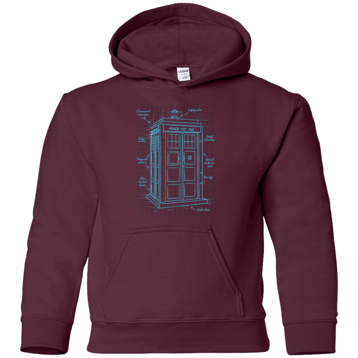 Sweatshirts Maroon / YS Tardis Plan Youth Hoodie