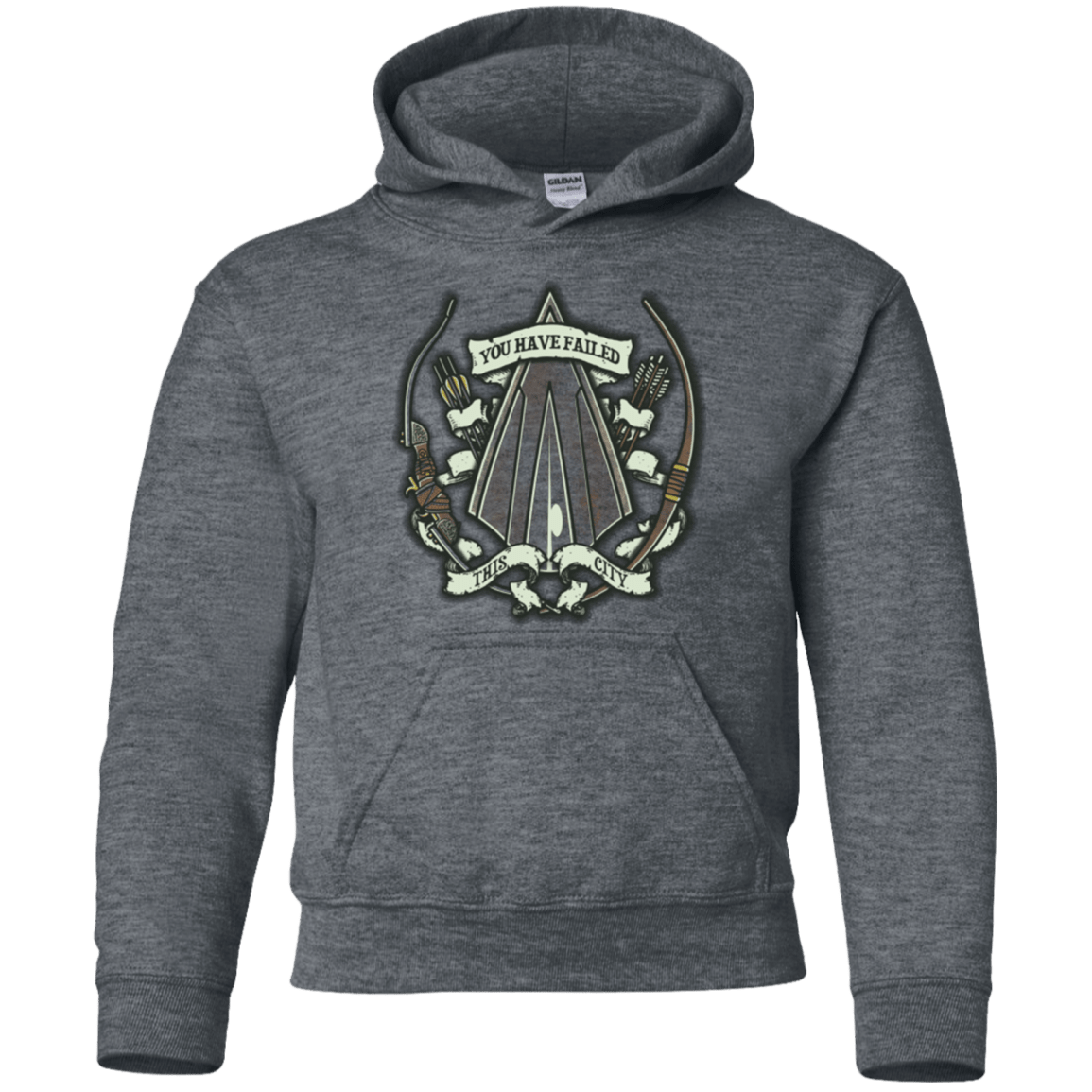 Sweatshirts Dark Heather / YS The Arrow Crest Youth Hoodie
