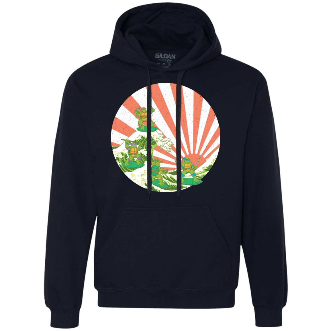 Sweatshirts Navy / S The Great Wave Off Cowabunga Premium Fleece Hoodie