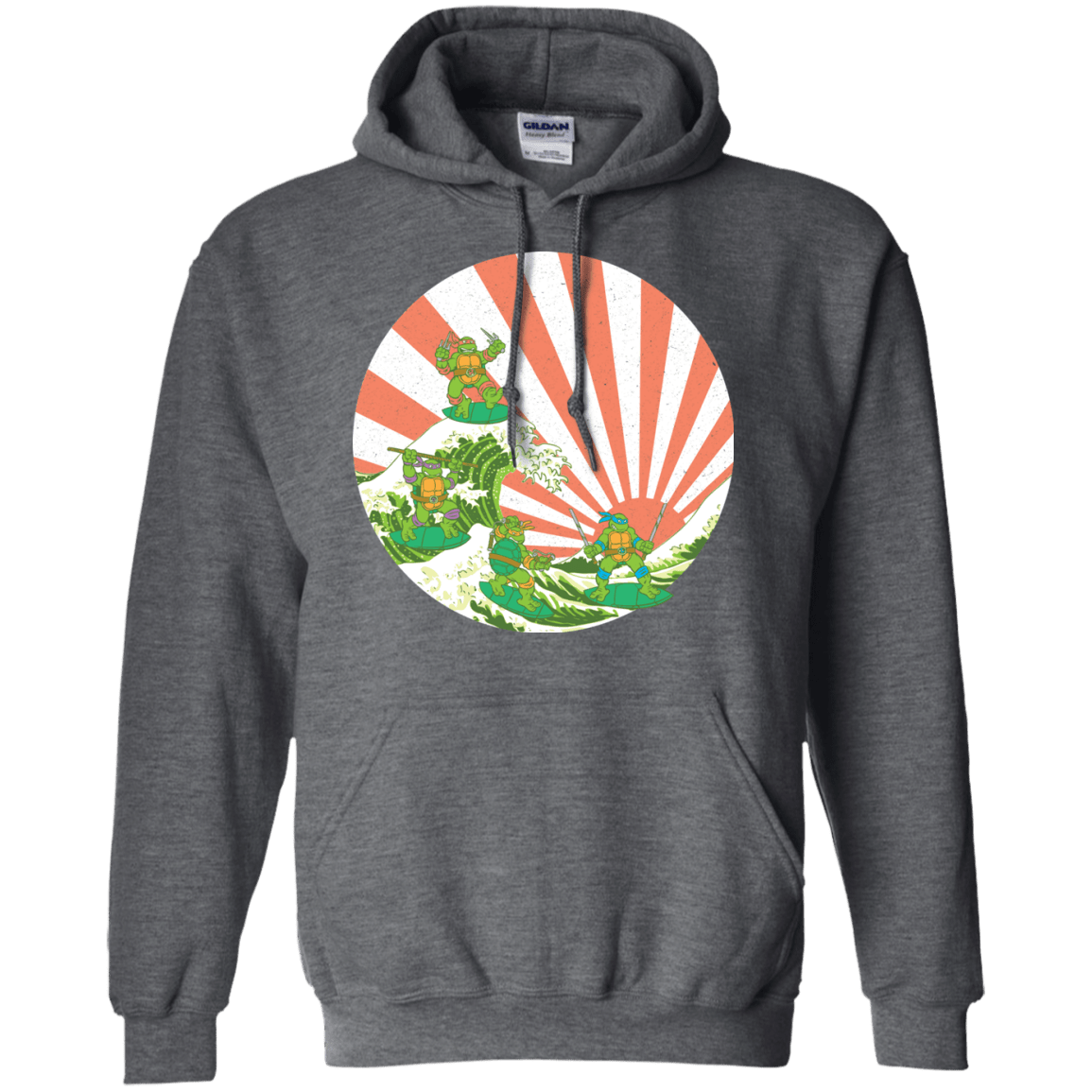 Sweatshirts Dark Heather / S The Great Wave Off Cowabunga Pullover Hoodie