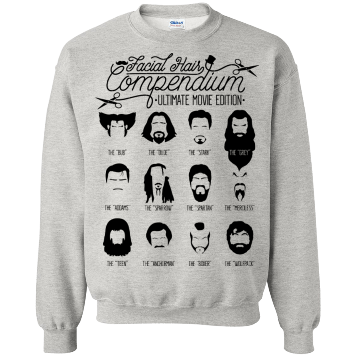 Sweatshirts Ash / Small The Movie Facial Hair Compendium Crewneck Sweatshirt