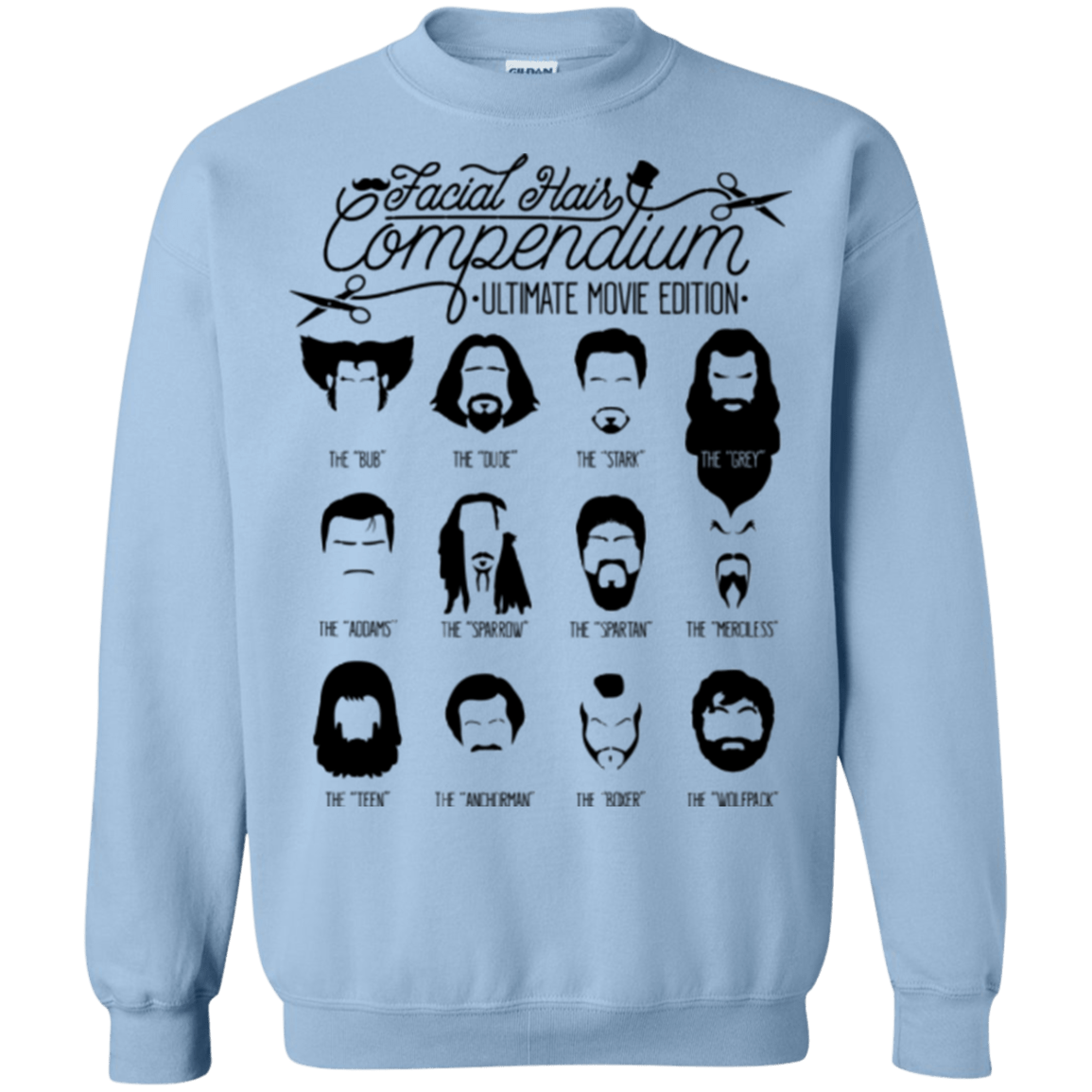 Sweatshirts Light Blue / Small The Movie Facial Hair Compendium Crewneck Sweatshirt