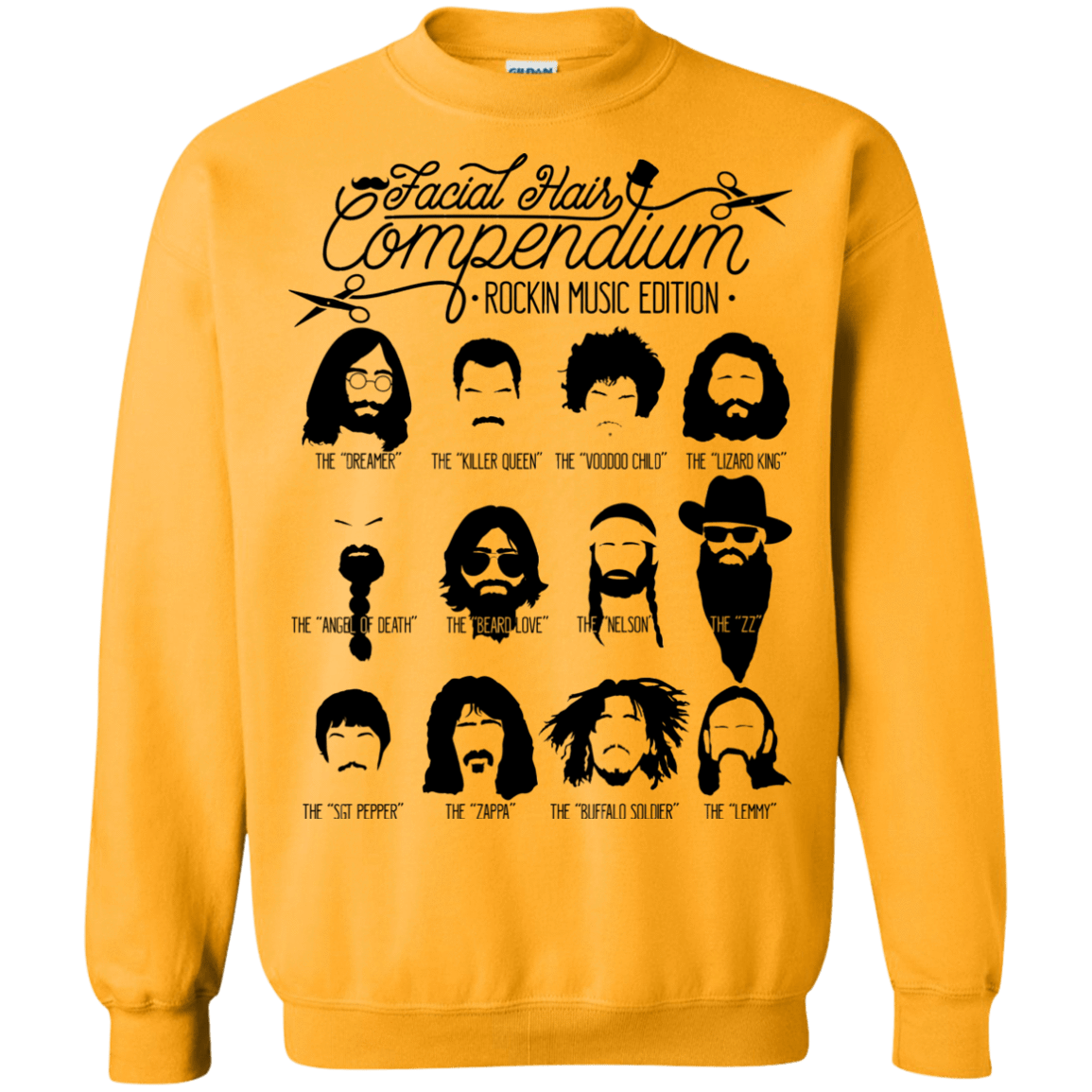 Sweatshirts Gold / S The Music Facial Hair Compendium Crewneck Sweatshirt