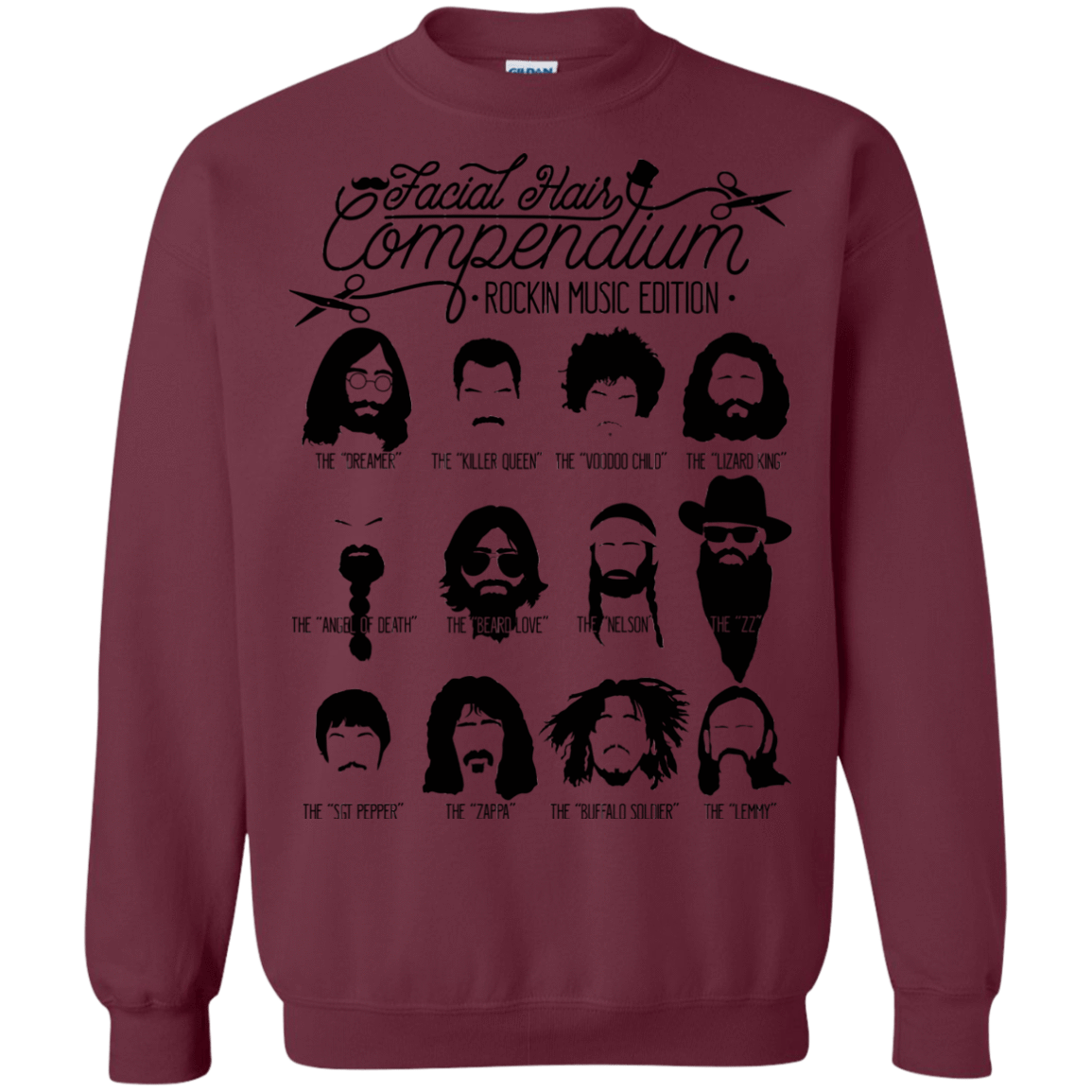 Sweatshirts Maroon / S The Music Facial Hair Compendium Crewneck Sweatshirt