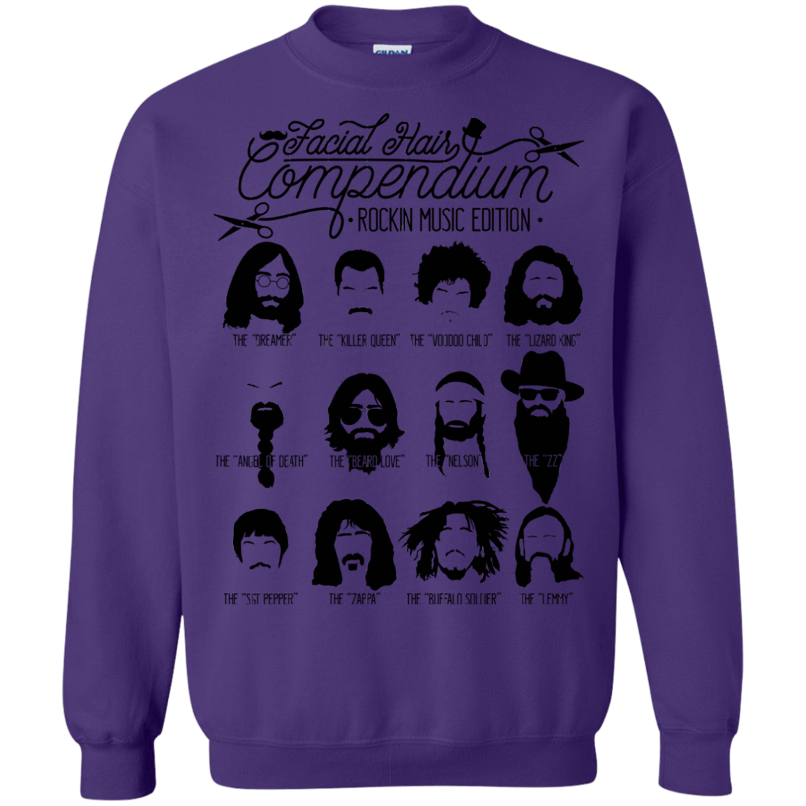 Sweatshirts Purple / S The Music Facial Hair Compendium Crewneck Sweatshirt