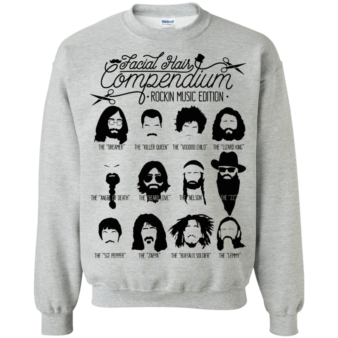 Sweatshirts Sport Grey / S The Music Facial Hair Compendium Crewneck Sweatshirt
