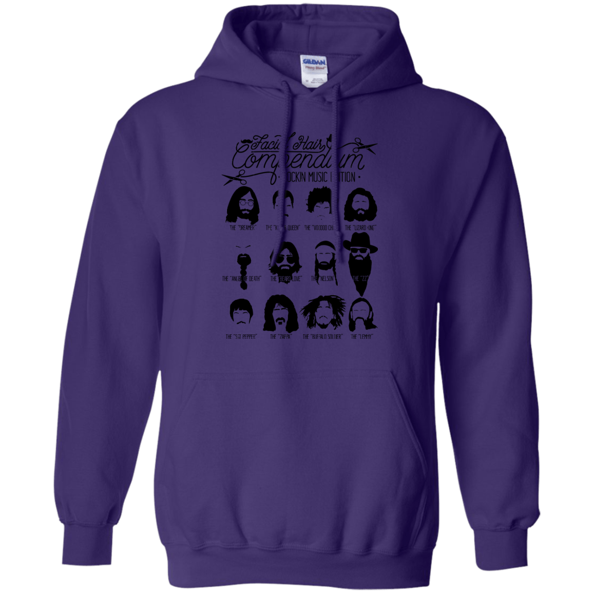 Sweatshirts Purple / S The Music Facial Hair Compendium Pullover Hoodie