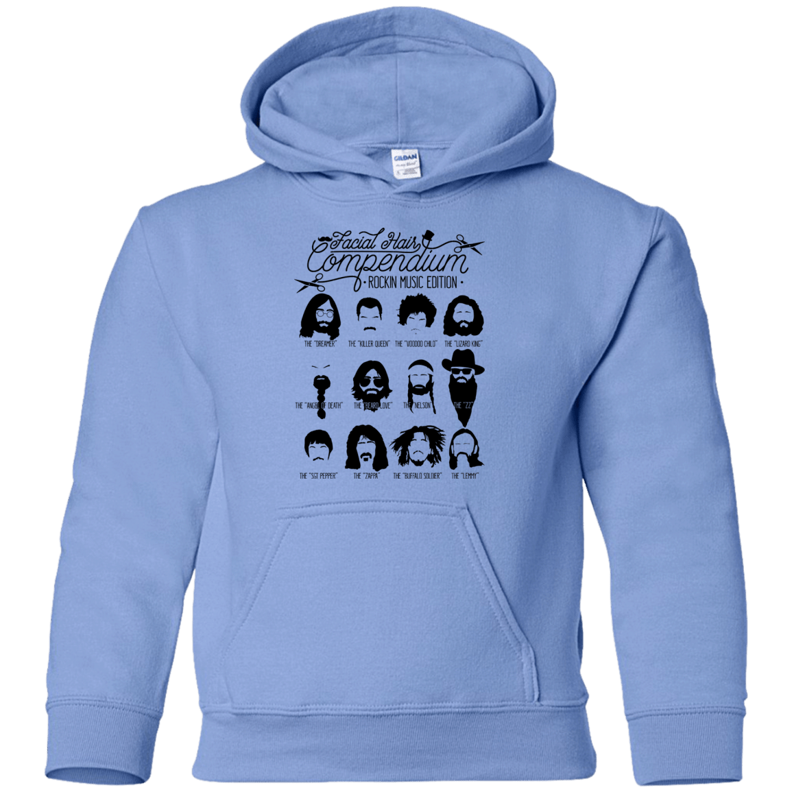 Sweatshirts Carolina Blue / YS The Music Facial Hair Compendium Youth Hoodie