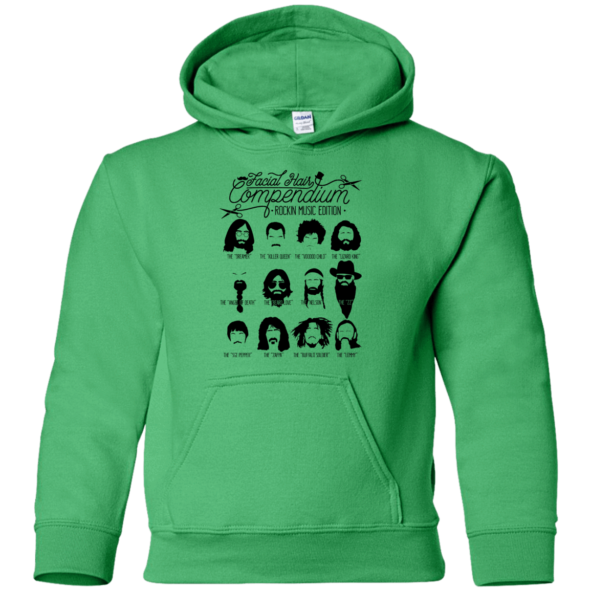 Sweatshirts Irish Green / YS The Music Facial Hair Compendium Youth Hoodie