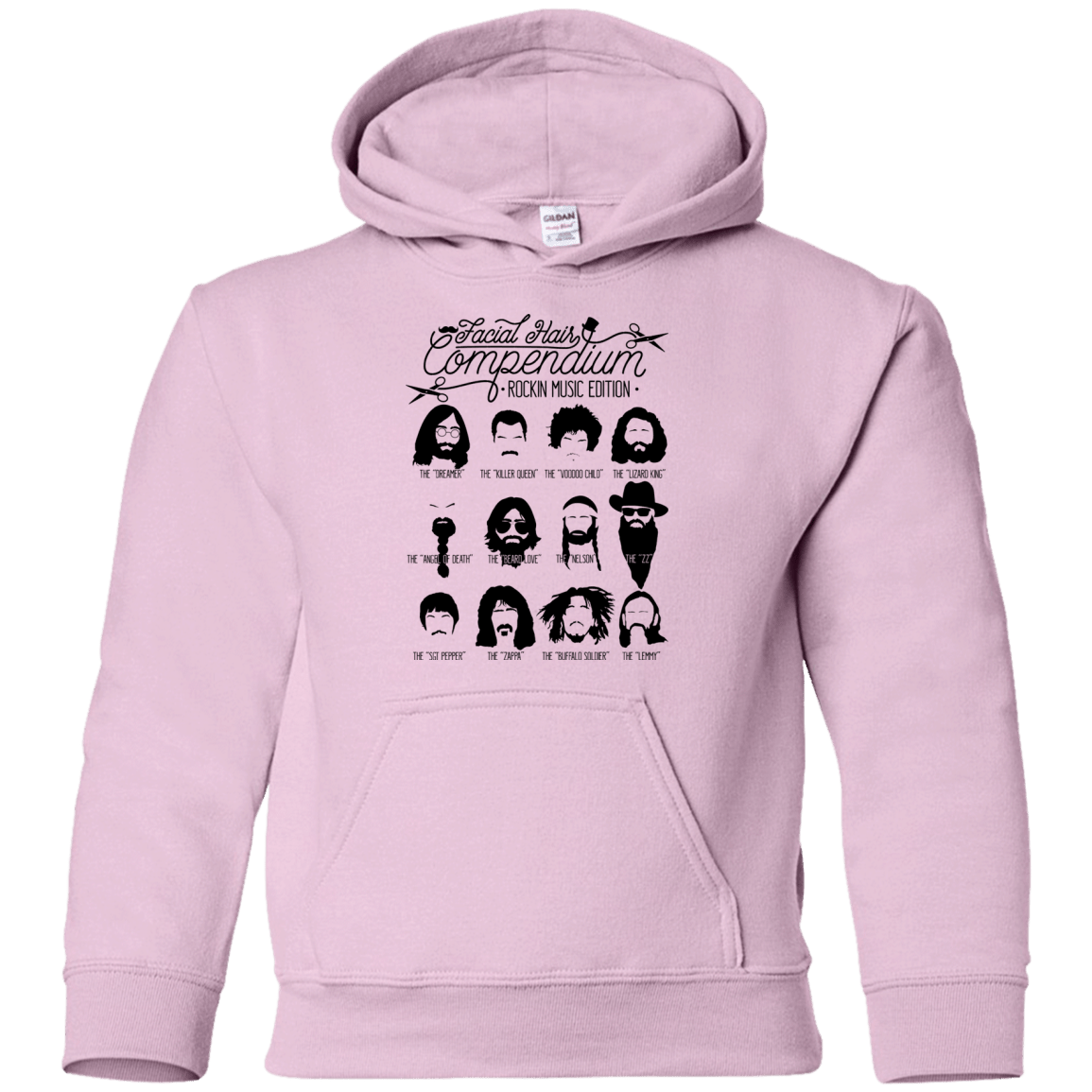 Sweatshirts Light Pink / YS The Music Facial Hair Compendium Youth Hoodie