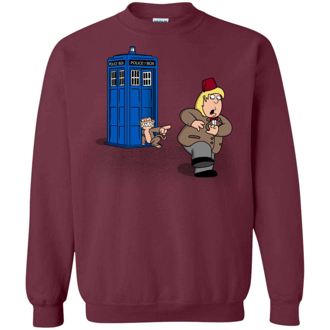 Sweatshirts Maroon / S The Tardis Monkey Crewneck Sweatshirt