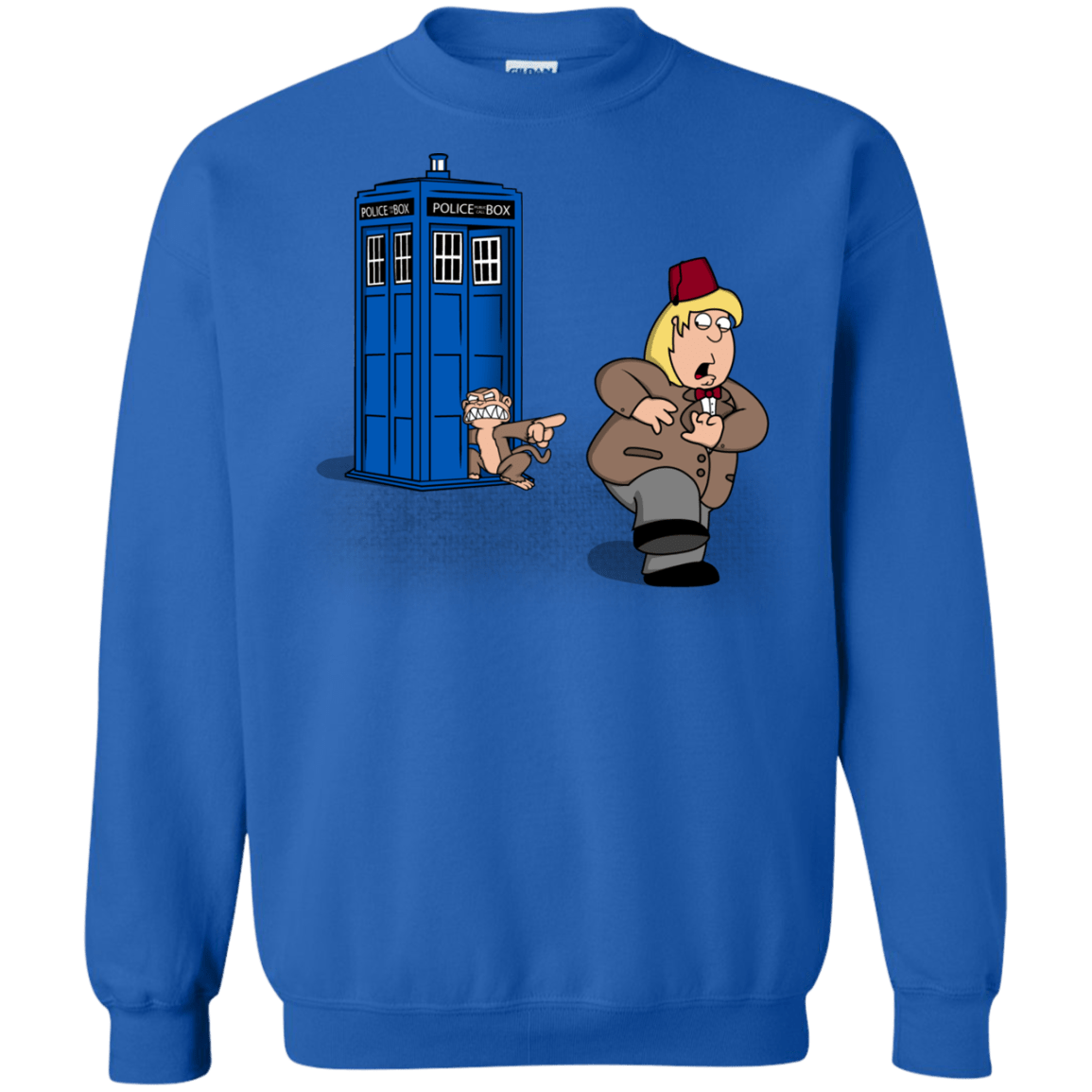 Sweatshirts Royal / S The Tardis Monkey Crewneck Sweatshirt
