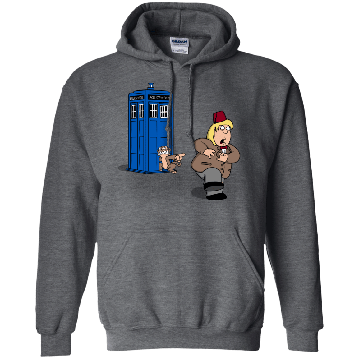 Sweatshirts Dark Heather / S The Tardis Monkey Hoodie