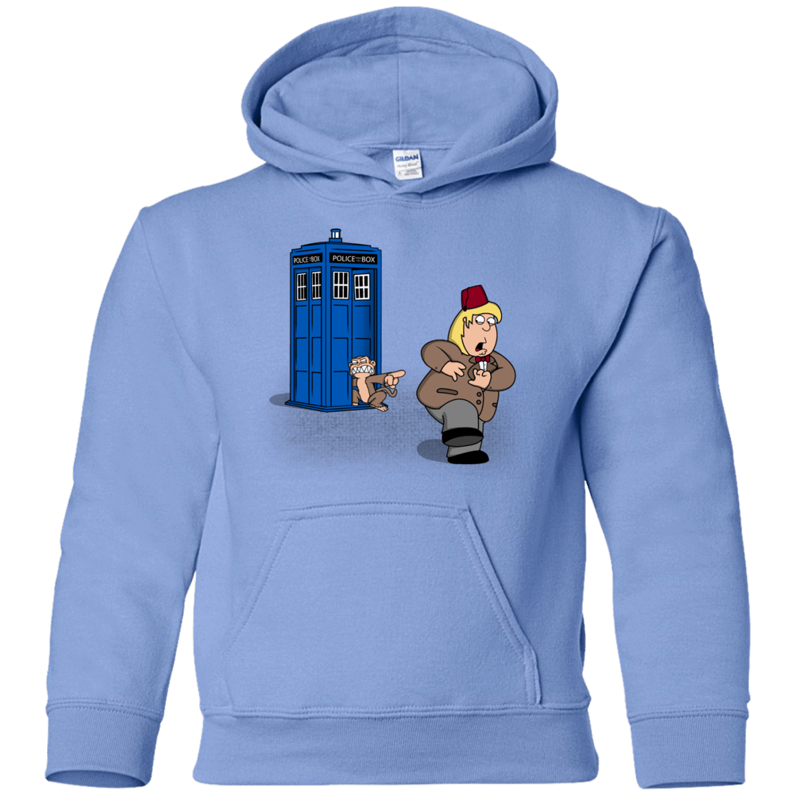 Sweatshirts Carolina Blue / YS The Tardis Monkey Youth Hoodie