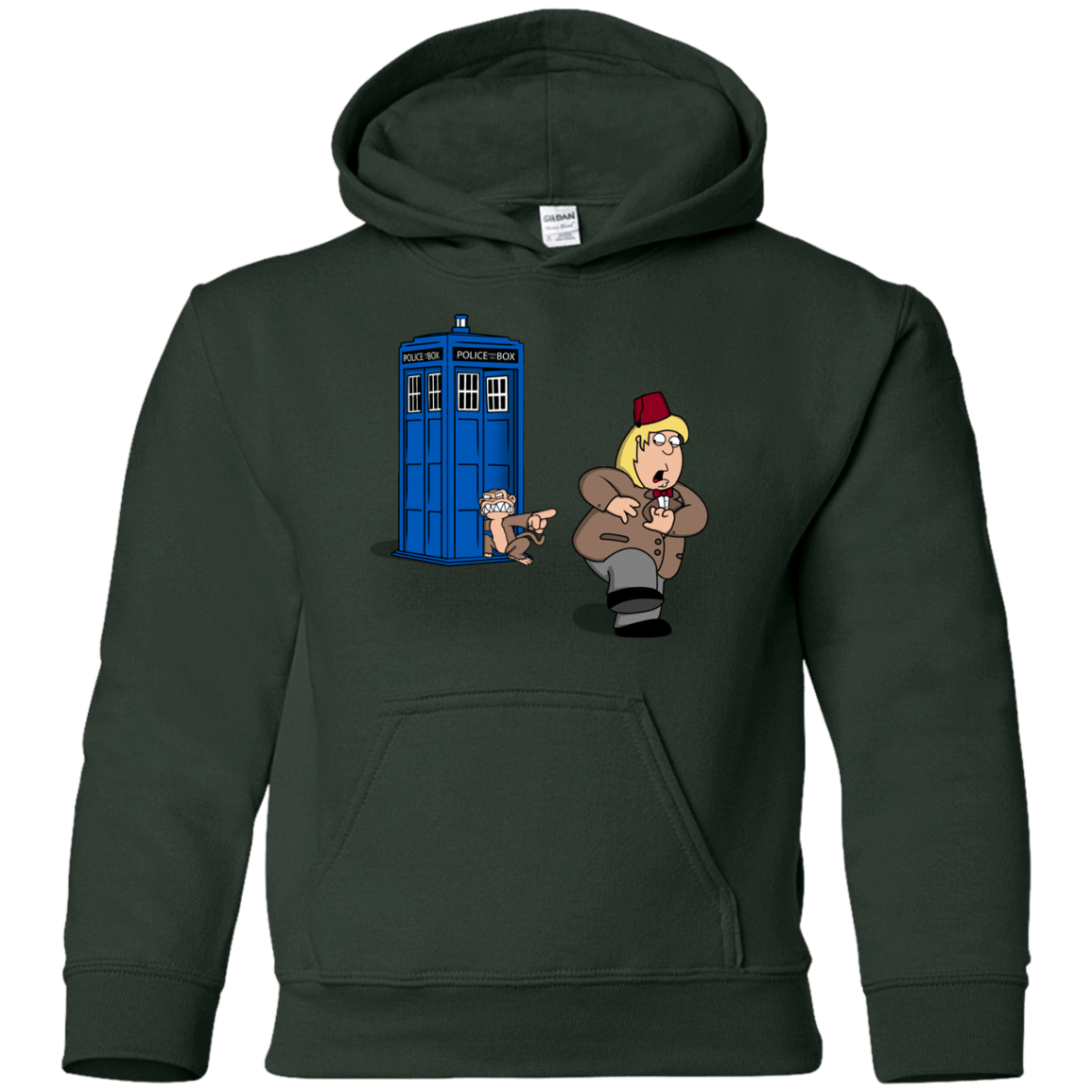 Sweatshirts Forest Green / YS The Tardis Monkey Youth Hoodie