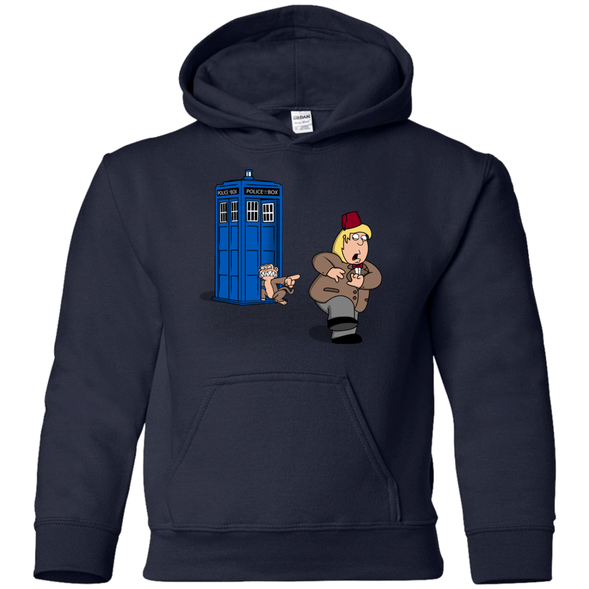 Sweatshirts Navy / YS The Tardis Monkey Youth Hoodie